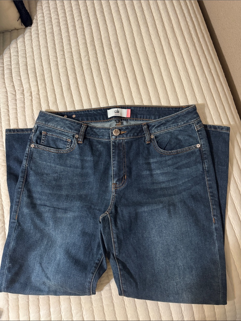 CAbi Women's Straight Jeans in Dark Blue Denim